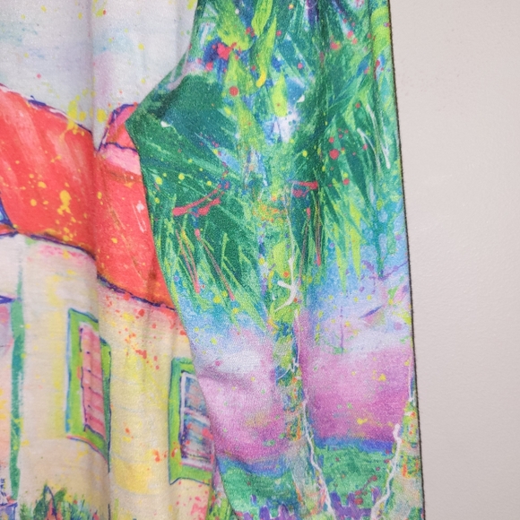 🌴 Leoma Lovegrove Our House Beach Print Ocean Front Tunic Top Neon Ladies L XL - Picture 4 of 6